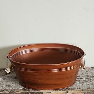 Copper Oval Metal Tub with Handles